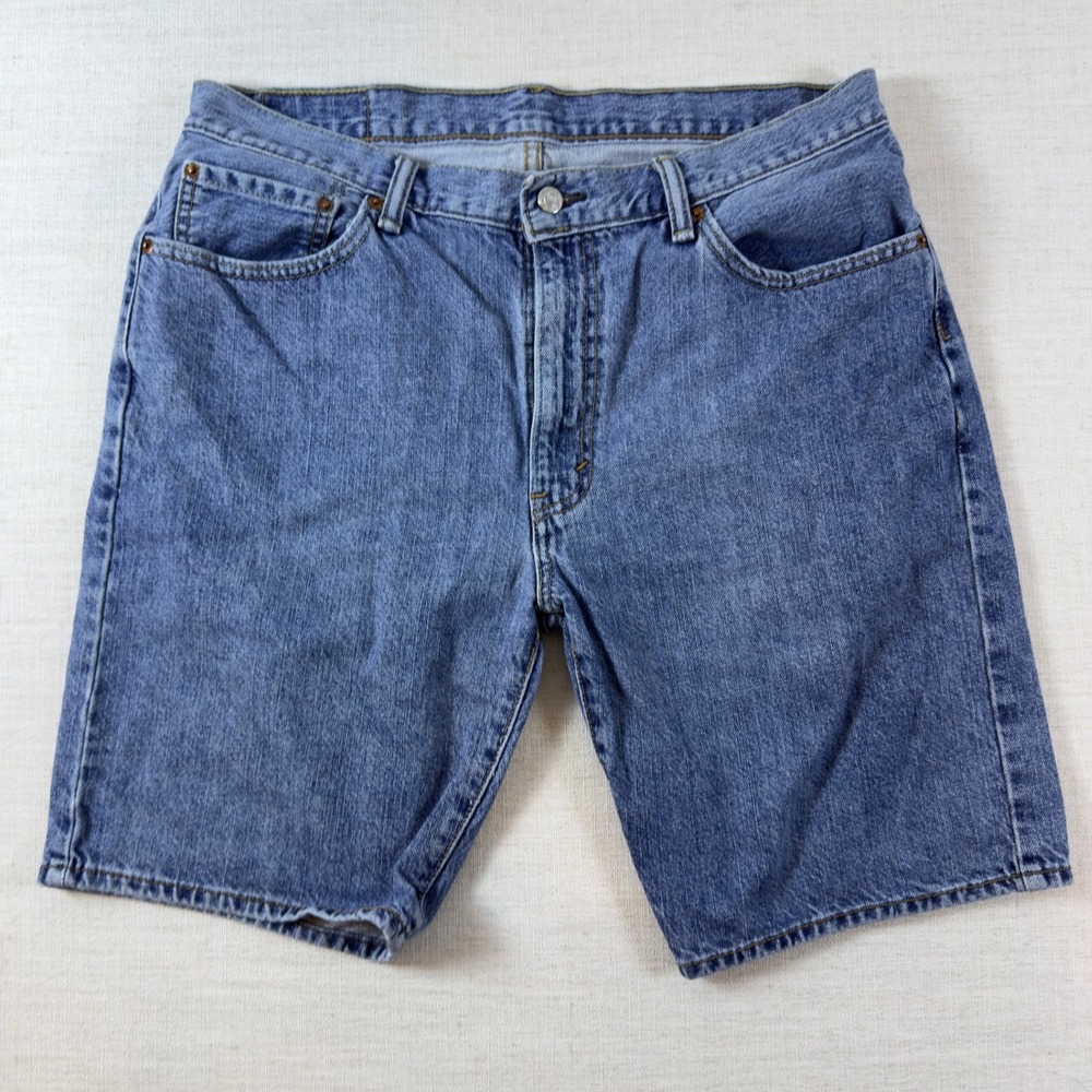 Levis 505 Denim Shorts Mens 36 Medium Wash 10" Inseam 100% Cotton Jorts